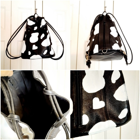 Vtg handpainted convertible leather backpack - Picture 3 of 4